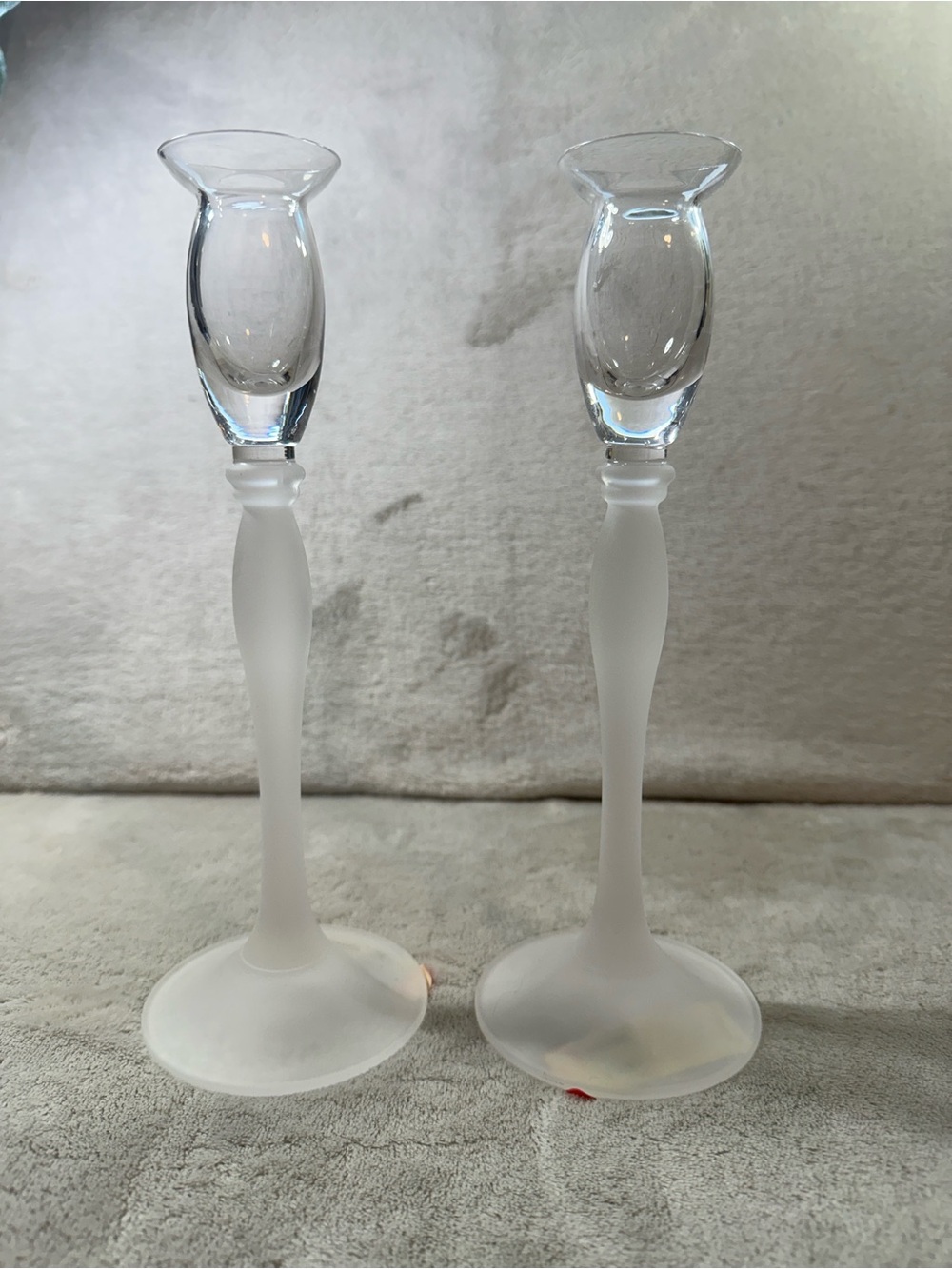 Mikasa Ballet Frost Candlestick Glass Frosted Clear/White Taper Candle